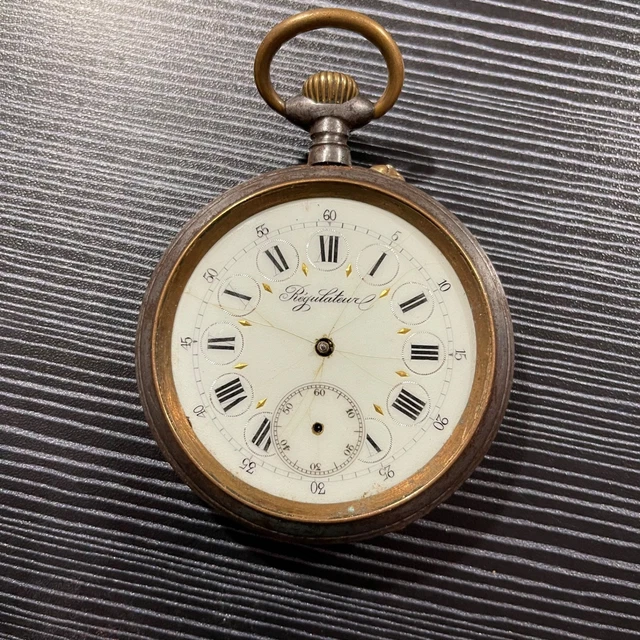 Montre Gousset Régulateur Vintage - 69mm, Anti-Magnétique, Seconde Décalée, Occasion