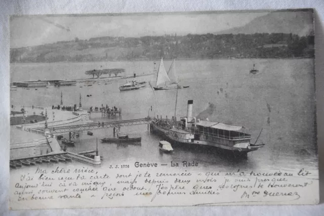Cpa carte postale Genève la rade dos non divise 1905