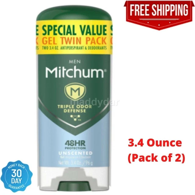 MITCHUM ANTIPERSPIRANT DEODORANT Unscented Gel Stick Triple Odor ...