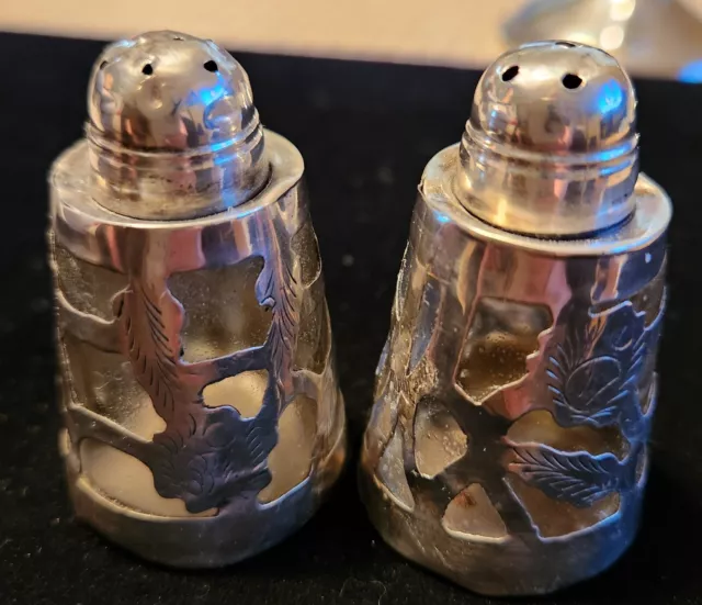 Vintage Antique Mexican Silver Salt And Pepper Shakers