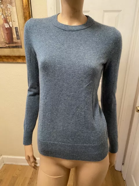 Theory 100% Cashmere Teal Blue Crewneck Sweater S Small Long Sleeve