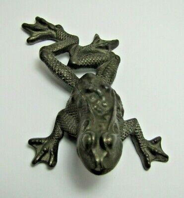 RH Co Antique Cast Iron Figural Frog Paperweight Decorative Art Small Statue