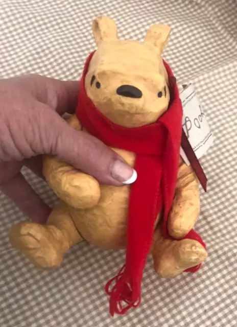 Vtg Disney CHARPENTE CLASSIC WINNIE POOH Jointed SITTING BEAR Figurine TOY Red 1