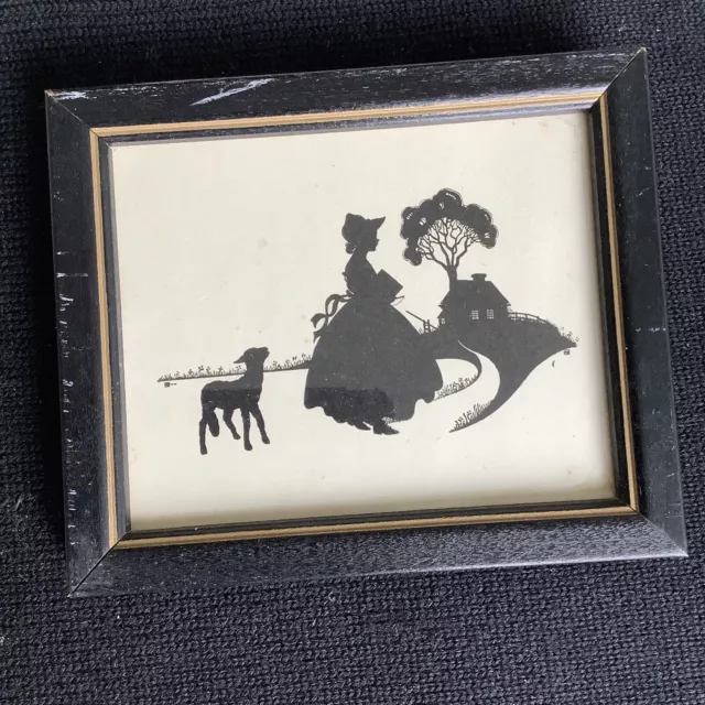 De colección Mary had a Little Lamb silueta guardería rima imagen marco de vidrio