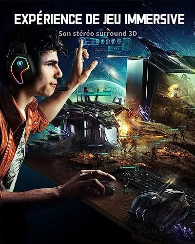 Ozeino Casque Gaming pour PS5 PS4 PC Xbox Switch, Casque Gamer à réduction de Br 2