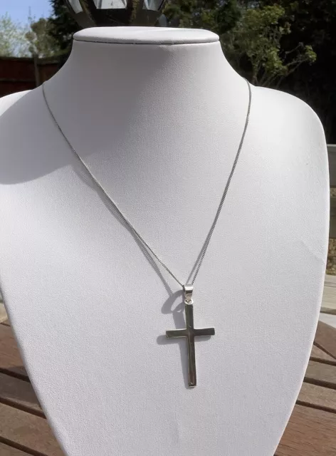 925 Sterling Silver Plain Large Cross Pendant With 925 Chain