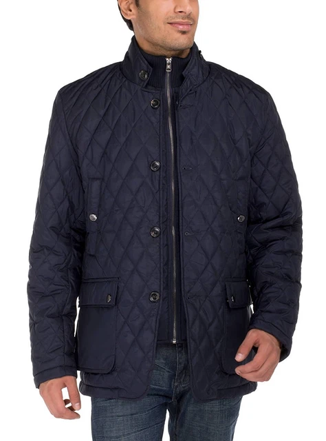 Luciano Natazzi Mens Quilted Puffer Jacket With Double Knit Collar