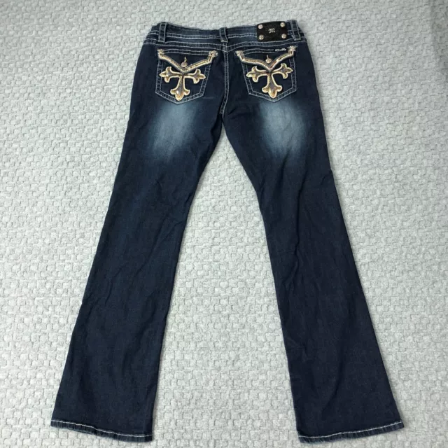 Miss Me Jeans Womens 35 Blue Signature Boot Mid Rise Denim Faded Cross Tag 34