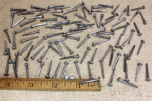 1” Square NAILS 200 quantity round small domed head brads vintage antique rustic