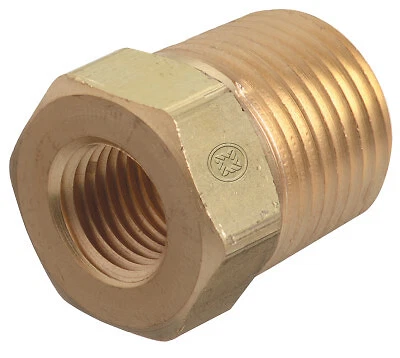 Pipe Thread Bushing, 3,000 Psi, Brass, 1/4 in Npt Female, 1/2 in Npt Male, All