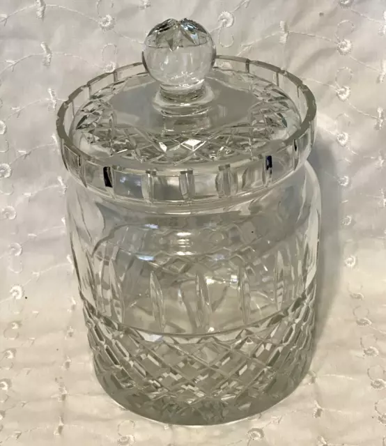 Godinger Lead Crystal Biscuit Jar 6x5” EUC Sparkly and Pretty Undamaged! EUC