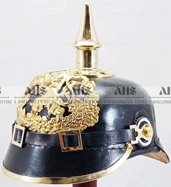 Casque Prussien Allemand Pickelhaube En Cuir Laiton Casque Portable De La 02 Kv