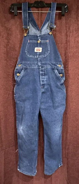 Used Vintage Kid’s Round House Blue Denim Pants Bib Overalls Size 10 U.S.A.