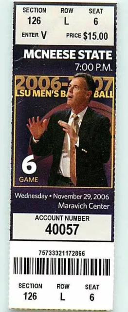 Ticket College Basketball McNeese State 2006 - 07  11.29 - LSU Tigers