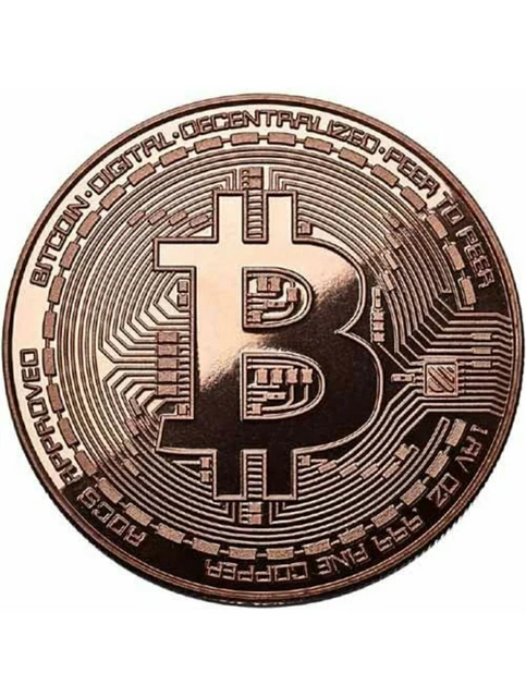 2013 Bitcoin Crypto Commemorative Copper Colored Coin W/ Polishing Cloth & Case.