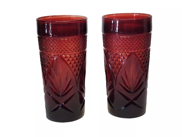 Luminarc Arcoroc France Ruby Red 6.25" Tumbler Cristal D'Arques Durand Set of 2