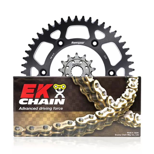 Gold EK Chain & Sprocket Kit Yamaha YZ450F 2018 - Black Alloy Rear 13/50