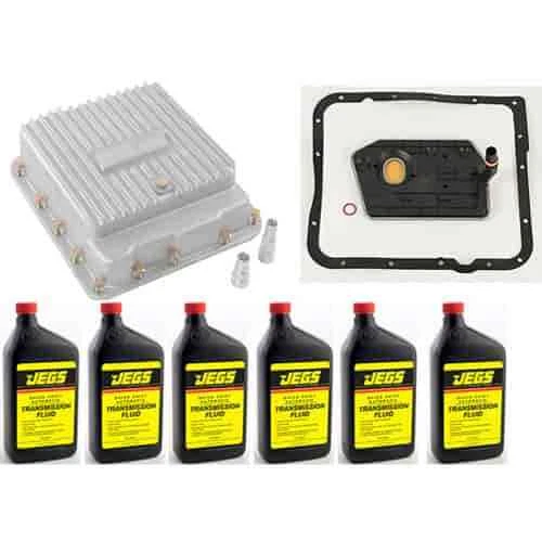 JEGS 60173K Cast Aluminum Transmission Pan Kit for 700R4, 4L60, 4L60E