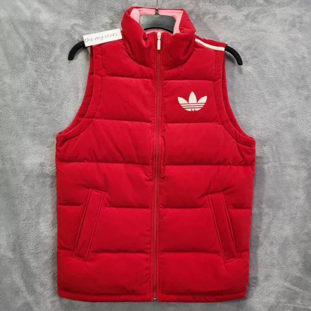 Adidas Adicolor Velvet Puffer Vest Womens Medium Scarlet  MSRP $180 NWT