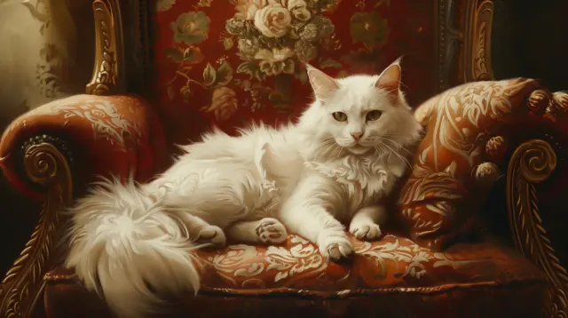 Beautiful WHITE CAT Digital Image Picture Painting Art Wallpaper Background
