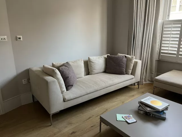 B&B Italia "Charles Sofa  CH228" 3-Seat Sofa - In Ares ecru Fabric (category A)