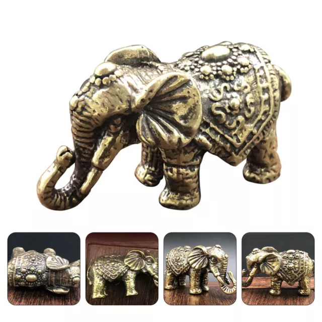 Elephant Ornaments Brass Gold Animal Figurines Sculptures Home Decor Desktop