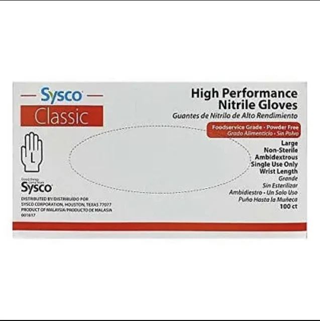Sysco High Performance Nitrile Gloves Large - Blue