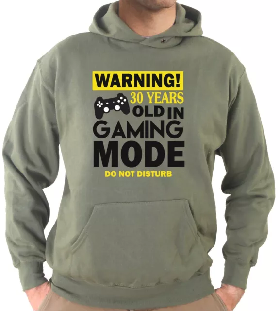 Felpa Con Cappuccio KJ2282 Warning 30 Years Old In Gaming Mode Do Not Disturb