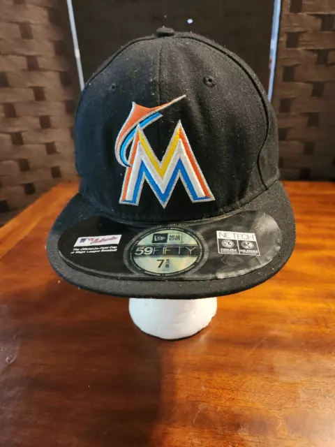 Miami Marlins New Era MLB On-Field 59FIFTY Fitted Hat-Black 7 5/8