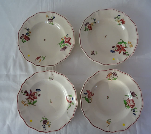 4 assiettes Sarreguemines 527112  creuses faience fleurs STRASBOURG