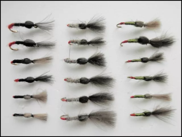 Shuttlecock Trout Flies,18 Pack, Olive,Black & Hares Ear, Mixed 12/14/16 - CDC