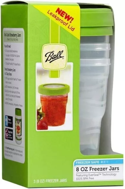 Ball Plastic Freezer Jars with Snap-On Lids | 8-Ounces | 3-Count Ball Plastic Freezer Jars with Snap-On Lids | 8-Ounces | 3-Count
