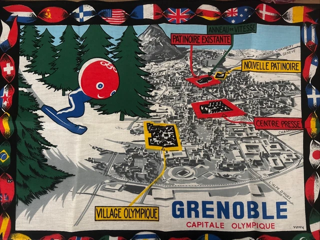DRAPEAU FANION JEUX Olympiques De Grenoble 1968 EUR 10,00 - FR