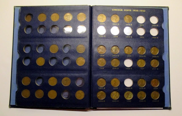 Whitman Lincoln cent wheat penny 1909 - 1940 bookshelf album not comp. 38 coins 4