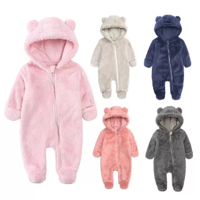 Neugeborenes Baby Junge Mädchen Kinder Bär Kapuzenspielanzug Overall Body E