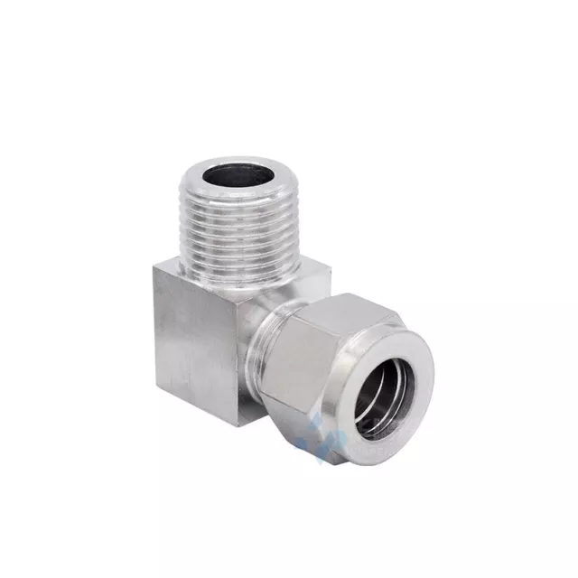 1/8"1/4"3/8"1/2" NPT Male Stainless Compression Fitting 90° Elbow Tube Connector