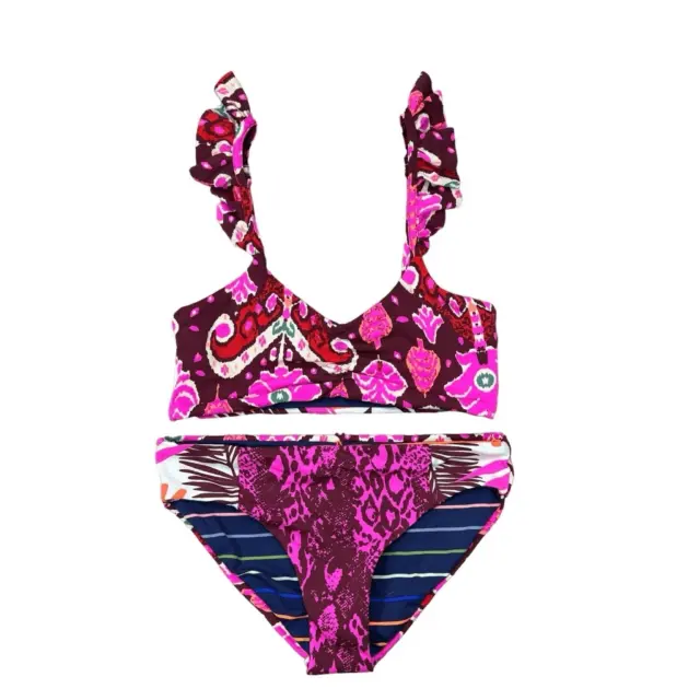 Maaji Girls Two Piece Bikini Patterned Reversible Size 12 NWOT