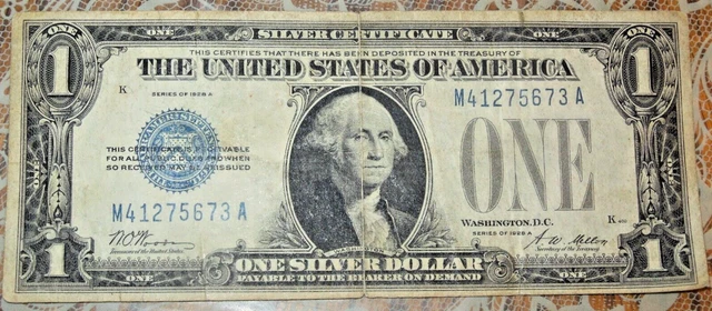 1928 A $1 - One Dollar Blue Seal "Funny Back" Silver Certificate Note