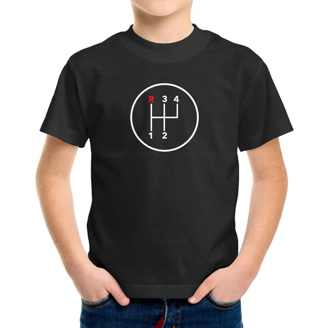 4 Speed Manual Toddler Kids Youth Tshirt Pattern Shirt Short Sleeve Gear Shifter