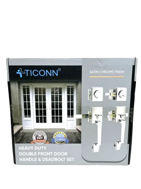 TICONN Double Front Door Handle Set, Heavy Duty Square Door