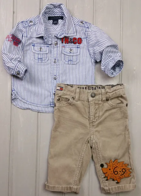 Camicia a righe e jeans in velluto a coste per bambini TOMMY HILFIGER 6-9 mesi in perfette condizioni