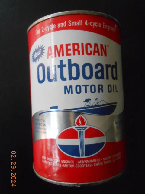Vintage AMOCO American Oil Company Outboard Motor Oil 1 Qt. Can motor boat