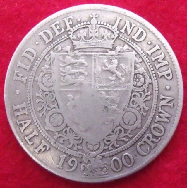 1900 VICTORIA SILVER HALF CROWN  ( .925 Silver )  British 2/6 Coin.   323 2