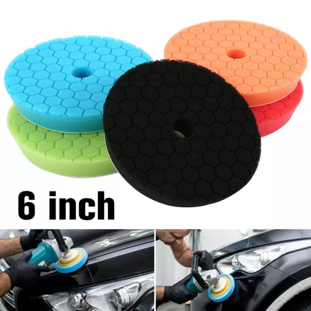 5Pcs 6 inch (150mm) Buffing Polishing Sponge Pads Kit For Car Polisher Buffer UK