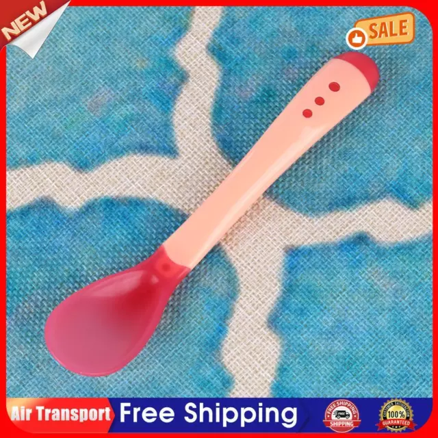 Infant Sensing Temperature Sucker Bowl Fork Spoon Tableware (Pink Spoon) AU