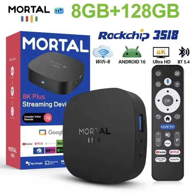 Boîtier Android TV 14.0 - 8K, WiFi 6, 2 Go RAM + 32 Go - Pour Films, Jeux, Streaming Ultra HD - 7