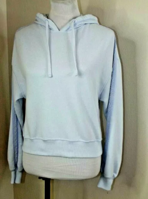 Hollister Womens Cropped Hoodie - XS - Light Blue Hooded Pullover Sweatshirt