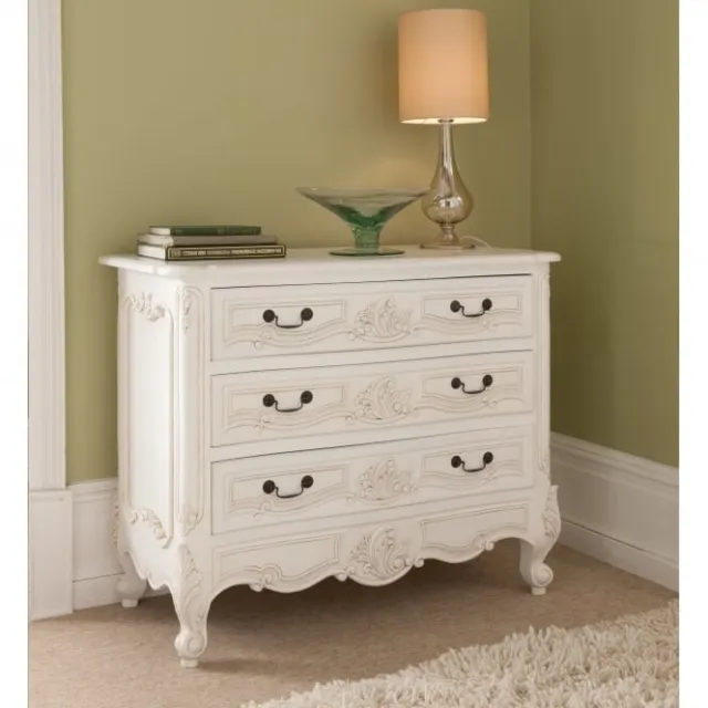 Rococo French White 3 Drawer Chest Versailles chest of drawers
