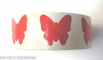Rodillo Completo De 1000 Pegatinas de bronceado Mariposa Rojo