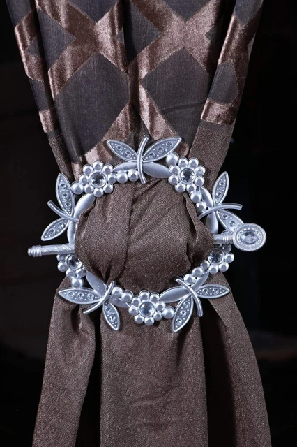 Beautiful Matte Finish Ring Curtain Tiebacks Silver for Room Decor pack of 2 3